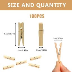 Houten Wasknijpers - Kleine Knijpers - Foto's Ophangen - Natuurlijk Materiaal - 45 cm - Houtkleur — thumbnail 4