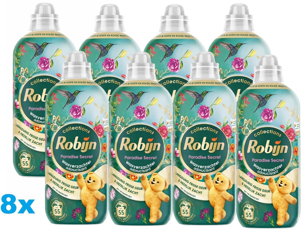 Robijn Wasverzachter Paradise Secret – 8 x 1,1L – Langdurige Frisheid – 440 Wasbeurten – 8 Stuks — afbeelding 1