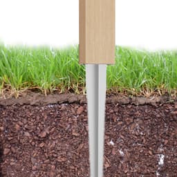 4x Grondhulsset Grondanker Paalhouder 83x60x700 mm – Verzinkt Staal – Zonder Beton – Voor Schutting, Pergola, Carport & Tuinhuis – Zilver — thumbnail 3