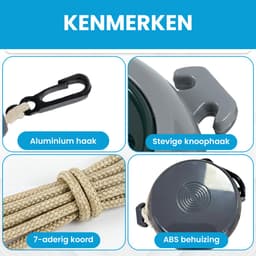 Waslijn - 10 Meter - Uittrekbaar - Oprolbaar - Waslijndraad - Inclusief Wasknijpers - Waslijn Camping - Kamperen - Reizen - Zwart — thumbnail 4