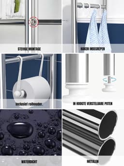 DnA® Wasmachine Ombouw - Wasmachine Kast - Wasmachine Meubel - Zilver - 25cm x 65cm x 160cm — thumbnail 3