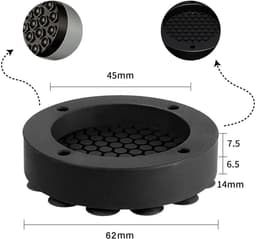 Set van 4 Vibro-isolerende Voetjes voor Wasmachine en Droger - Antislip Trillingsdempers (Zwart, 45 mm Binnenmaat) — thumbnail 3