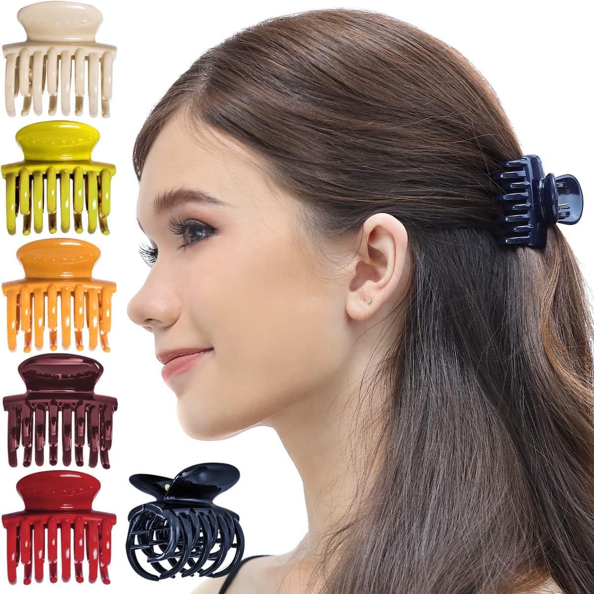 Set van 6 Klassieke Dames Haarclips Middelgroot met Sterke Dubbele Klem — afbeelding 1