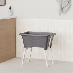 Staande Wasmand met Uitschuifbare Poten - Zwarte Wasbox voor Wasgoed (60x40 cm) — thumbnail 3