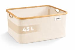 DARI. Opvouwbare Wasmand 45L – Heupwasmand – Wasmanden – Opbergmand – Wasbox – Bamboe – Beige — thumbnail 1
