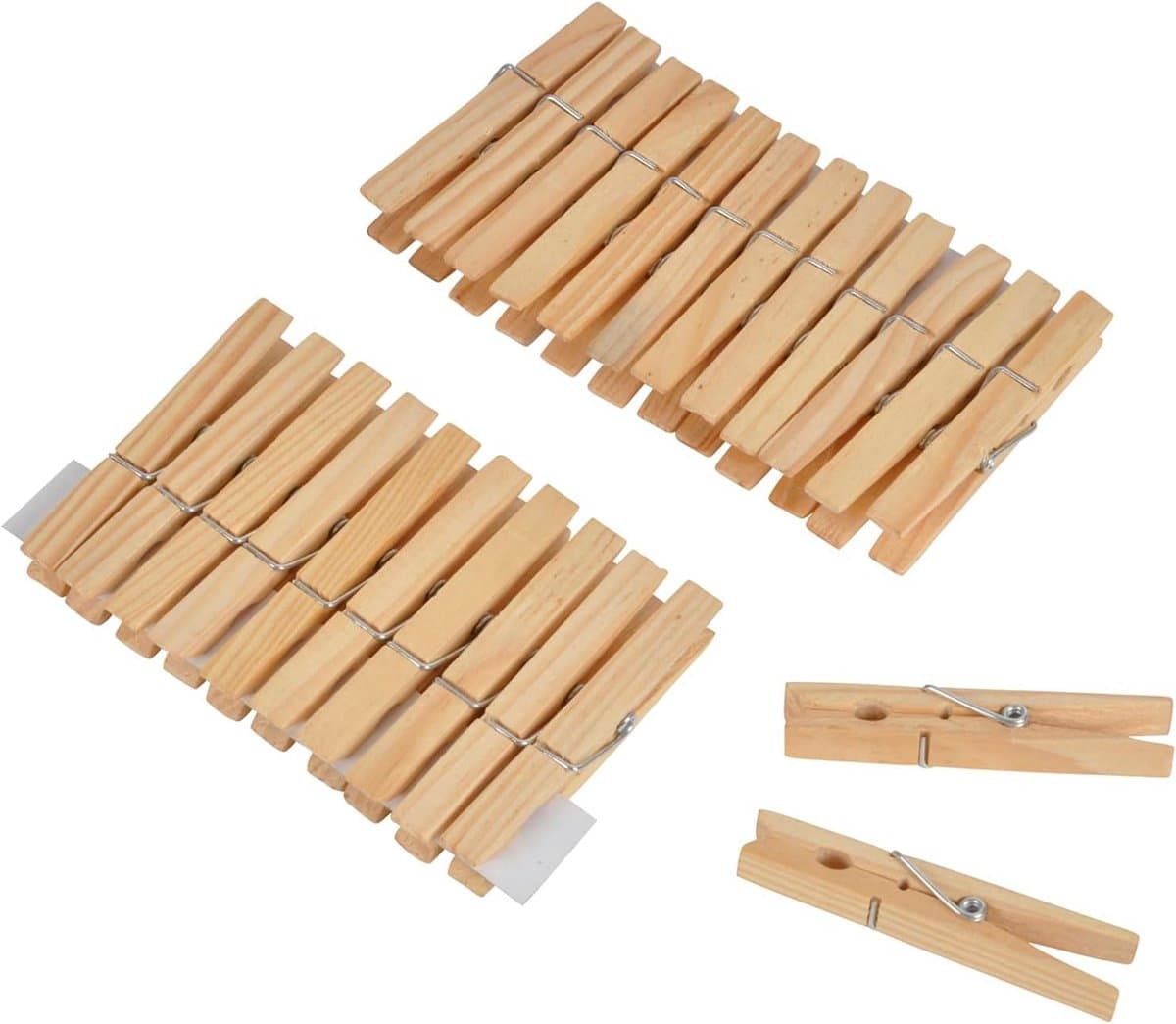 Set van 24 Houten Waslijnenknijpers 7 cm Natuurlijk — afbeelding 1
