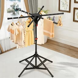 Wasrek - Uitschuifbaar Wasrek - 6 Armen - Zwart - Carbonstaal Verstelbaar 120-170cm - Inklapbaar met 20 Windhaken — thumbnail 4