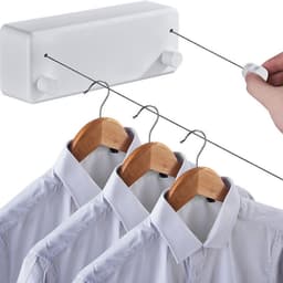 JeiibrZui Uitschuifbare Waslijn - Droogrek Voor De Badkamer - Tot 4,20 M Uittrekbaar/Weerbestendig - 1 Stuk - Wit — thumbnail 1