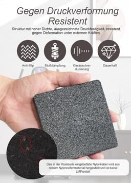 4 stuks anti-trillingsmatten - geluidsisolatiemat - Geluidsisolatiepads voor wasmachinesokkel - Beschermende loopbandmat - vloerbeschermingsmat - anti-trillingsmat - Voor vloerbescherming - voor wasmachine, droger en fitnessapparatuur - 9 x 9 x 2 cm — thumbnail 5