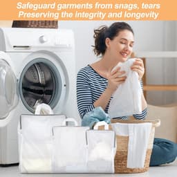 4 stuks - waszakje - mesh waszakken - wasmachine zakken - voor delicate was - fijnmazige lingerie waszakken - ondergoed waszak met ritsen - Cilindrische Ritsen Wasmachinetas — thumbnail 3
