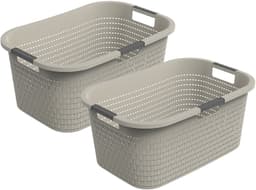 Rotho Country wasmand - set van 2 - 40 ltr - Beige — thumbnail 1