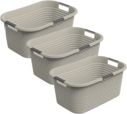 Rotho Country - 3-delige set wasmand 40 l - kunststof- BPA-vrij - Beige — thumbnail 1