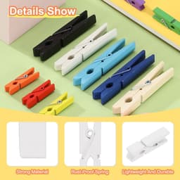 Houten Knijpers - Kleine Clips - Foto's Ophangen - Stevige Grip - 50 Stuks - Wit — thumbnail 3
