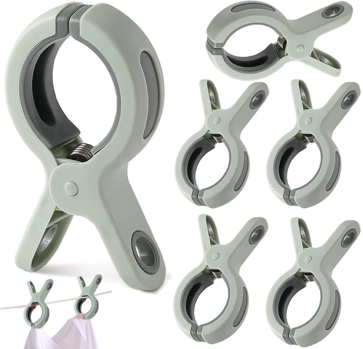 Strandhanddoekclips - 6 stuks - Grote Wasknijper - Quiltclips - Wasknijpers - Grote Knijpers - Handdoekknijpers - Strandlaken Knijpers - Handdoek Klemmen - Strandlakenclip voor strandstoel - Winddicht - Voor badhanddoek, beddengoed en kleding - Groen — afbeelding 1