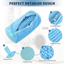 2 stuks schoenenzakken voor wasmachine - 360° volledig wasbare herbruikbare waszakken met duurzame rits en zachte fleecevoering voor geluidsreductie en schoenwrijving, geschikt voor wasmachines en drogers,blauw — thumbnail 4