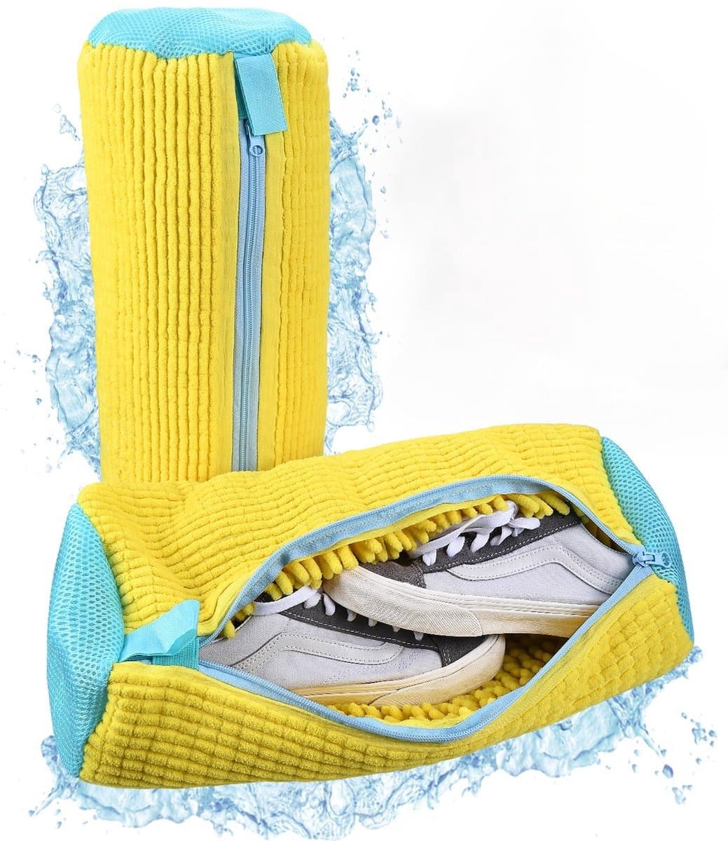 Schoenwaszak voor Wasmachine van MMOBIEL – 2 Stuks Waszakken voor Sneakers met 2 Paar Schoenspanners - Herbruikbare Schoenpoetszak met Rits voor Wasmachine - Schoenwaszak voor Sport, Witte Schoenen — afbeelding 1