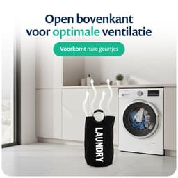 Wonair Wasmand - Waszak – Wassorteerder - Waszakken voor wasgoed - Wasmand Opvouwbaar – Zwart – 115L — thumbnail 4