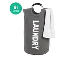 Wonair Wasmand – Waszak – Opvouwbaar – 81L - Donkergrijs — afbeelding 1