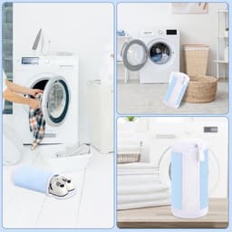 Famanu – 2 stuks schoenwaszakken, wasmachine, 40 x 20 cm, herbruikbare schoenenzak, waszak, groot, blauw wit — thumbnail 2