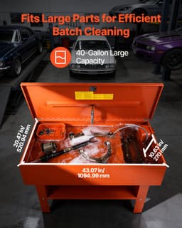 VEVOR Onderdelenreiniger, 135 Liter Inhoud, 65 Liter Oplosmiddelcapaciteit, Onderdelenwasbak met Elektrische Pomp voor Wiellagers, Tandwielen, Carburateurs, Debiet Van 3 Liter/Min — thumbnail 2