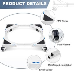 Wasmachine Verhoger - Wasmachine Opbouwmeubel - Wasmachine Sokkel - Anti Slip & Verstelbaar Waswagen van 40 tot 60 cm - Ook voor Droger, Koelkast en Vriezer - 200 Kg Draagkracht - 4 Vergrendelbare Wielen - van Imperatoris — thumbnail 4