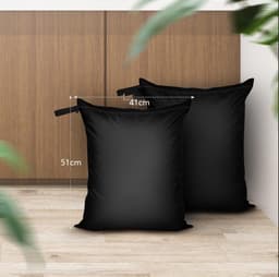 Waszakken - 2 stuks - Waszak voor Op Reis - Beschermt Kleding - Polyester - Wasmachine - Herbruikbaar - Georganiseerde bagage - Huishoudaccessoires - 51x41 cm - Zwart — thumbnail 5