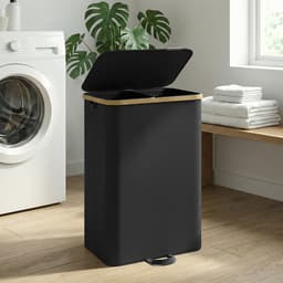 SONGMICS - Wasmand - Wasmand met Deksel - 2 Compartimenten - Uitneembare Waszak - 150 Liter Capaciteit — thumbnail 4