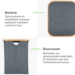 Cheqo® Wasmand - Wasmand met Deksel - Opvouwbare Wasmand - Wasmand met Klep - Blauwe Wasmand - Wasmand Badkamer - Wasmand Slaapkamer - Wasmand Wasruimte - Wasmand voor Wasgoed - Wasmand voor Handdoeken - Wasmand voor Beddengoed — thumbnail 4
