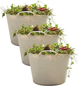 Excellent houseware Flexibele kuip / emmer - 3x - beige - 15 liter - kunststof - 35 x 28 cm — thumbnail 1