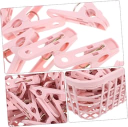 30 plastic wasknijpers - Inclusief handig ophangmandje - Plastic wasknijpers - Roze - Geschikt voor thuis, keuken, kledingkast en badkamer — thumbnail 2