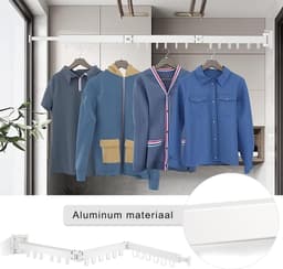 SNJY® Wasrek Inklapbaar - Wasrek Hangend - Droogmolen Voet - Droogrek Inklapbaar - 3 Vouwarmen - 127 cm - Wit — thumbnail 2
