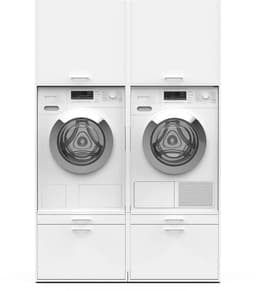 Washcab® Wasmachine Kast - Wasmachine Verhoger - Wasmachine Ombouw - Met lade - Wit - Duo Set High 1 — thumbnail 1