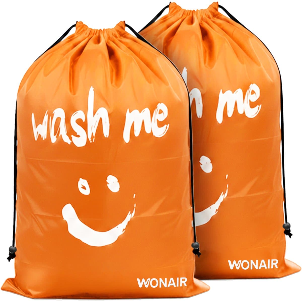 Wonair Waszak Groot - Waszakken Voor Wasgoed - 60x90cm - Oranje - 2 Stuks - Met trekkoord — afbeelding 1