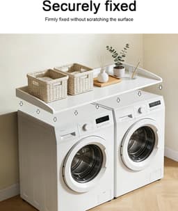 Wasmachine Werkblad - Droger Plank - Organisatie Ruimte - Met Veiligheidsstrip - 60x120x7.5cm - Houtkleur — thumbnail 5