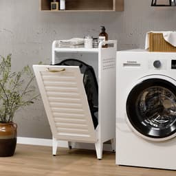 Furnstar Wasmand - Wasverzamelaar met Afneembare Waszak - Wasbox - Metalen Frame van Hoogwaardig Staal - 42 x 35 x 93 cm - Wit — thumbnail 3