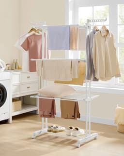 Benelux Select Wasrek – Droogrek – Droogtoren – Wasrek Inklapbaar – Wasrek hangend – 4-laags – Met Wielen - 128 × 63,5 × 173 cm — thumbnail 3