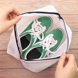 Schoenen Waszak - 2 stuks - Schoenen was tas - Wasnet Voor Schoenen - Schoenen / Sneakers - Herbruikbaar - Netje Anti-Vervorming - Met Rits En Hangende Ring - 42×24cm - White — thumbnail 3