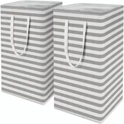 Peysaitr - Opvouwbare Wasmand - 75L Grote Capaciteit - Waterdicht Katoen-Linnen - Met Versterkte Lange Handvatten - 40x30x60cm - 2 Stuks — thumbnail 1