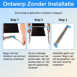 longziming Opvouwbaar Kledingrek - Draagbaar & Uitschuifbaar - Inklapbaar Wasrek - Lichtgewicht - Voor Reizen, Camping & Wasruimte - Droogtoren - Blauw — thumbnail 3