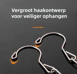 2-struks - Waslijn - kledinghangers - Lange lus waslijn - Dikke kledingketting - Roestvrij staal - Geschikt voor garderobekastopberging Multifunctionele kledinghaak - 50cm - Zilver — thumbnail 4