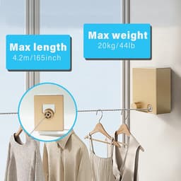 Extendable 4.2 m Wall Mounted Clothesline - Non Sagging Stainless Steel Portable Inner Sliding Clothesline (Gold) — thumbnail 3