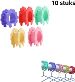 10 stuks - Bevestigingsgesp voor waslijn - winddicht - haak voor drogen met siliconen - antislip drooglijn - gemengde kleur — thumbnail 1