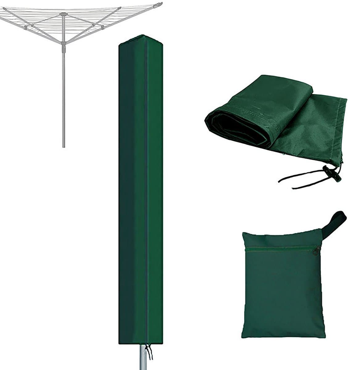 Waslijnhoes - Roterende Wasdrogerhoes - Beschermende Weerbestendige Cover voor Tuin Droogrekken - 1 Stuk - Groen — afbeelding 1