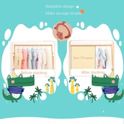 20 stuks kinderkledinghangers, stapelbaar, haken in de vorm van een beer, antislip, ruimtebesparende hangers voor babykleding (4 kleuren) — thumbnail 3