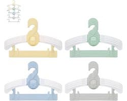 20 stuks kinderkledinghangers, stapelbaar, haken in de vorm van een beer, antislip, ruimtebesparende hangers voor babykleding (4 kleuren)
