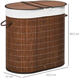 Pugsdrly Wasmand wasbak, inhoud 100 l, afneembaar deksel, 38 cm x 38 cm x 57 cm, bruin — thumbnail 2