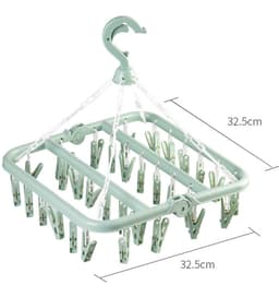 Droogrek voor Kleding 1 Stuk - Opvouwbaar Droogrek met 32 Draaibare Clips - Vierkant Ontwerp 360° Draaibare Haak - Ideaal voor Sokken Handdoeken en Handschoenen - Compacte Afmeting 32 x 32 x 32 cm - Lichtblauw — thumbnail 1