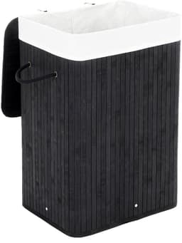 Wasmand Vuile wasmand met handgrepen deksel en uitneembare voering Opvouwbaar en ruimtebesparend Maximaal draagvermogen 20 kg Stevige en duurzame constructie 40 x 30 x 60 cm Zwart — thumbnail 1