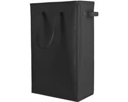 QTTVBTNA -Smalle Wasmand 45L – Opvouwbare Waszak met Handvatten – Slanke Wasmand voor Vuile Kleding – Ruimtebesparende Opbergmand, Lichtgewicht en Duurzaam (Zwart)