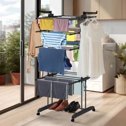 Uitschuifbaar Droogrek met 5 Niveaus – 177×76×56 cm | Extra Ruim, Stevig & Verrijdbaar — thumbnail 1